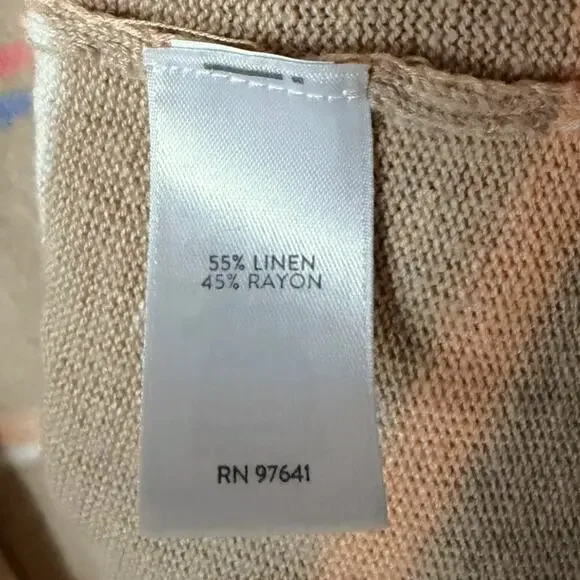 J. Jill Striped Linen Rayon Open-Front Cardigan Women’s M Bamboo Multi NEW - Picture 5 of 6